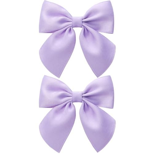 Zolyco 35 Inch Cheer Bow Clips for Women Girls Thick Ribbon Boutique Alligator Clips with Tails Hair Accessories for Older Kids Children Young Girls 2 Pcs Light Purple