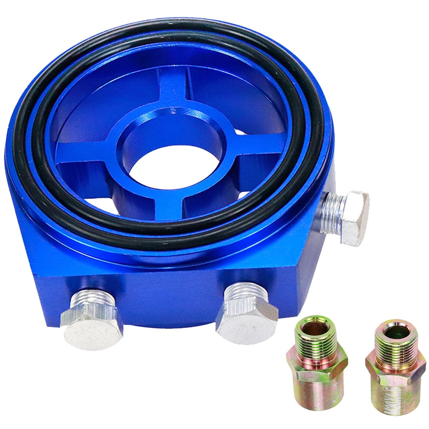 Modengzhe Aluminum Oil Filter Cooler Sandwich Plate Adapter Car Oil Pressure Temperature Gauge Adapter Kit with One 34 Fitting and One M20x15 Fitting Blue