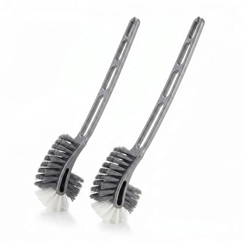 ALOUD CREATIONS Plastic Double Sided Flexible Toilet Brush In Hockey Design For Western And Indian Toilet Cleaning, Grey Colour, Large, Pack Of 2