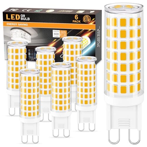 hansang G9 Led Bulb,6W(60W Halogen Bulb Replacement), Chandelier Light Bulbs,88 LEDs,Warm White 3000K,Non-dimmable,G9 Bi Pin Base,360° Transparent Plastic,550LM,Pack of 6