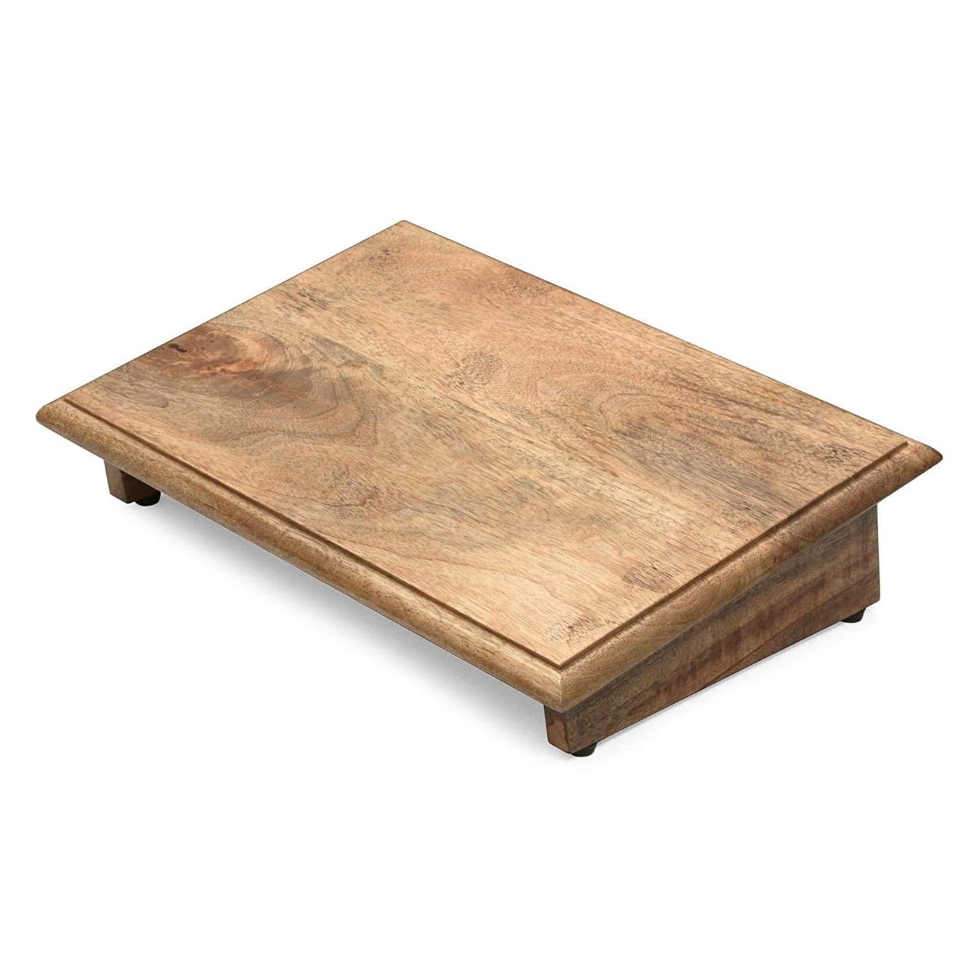 Pure Source India Foot Rest for Office in Natural Antique Wood Under Desk Foot Stool Foot Rest
