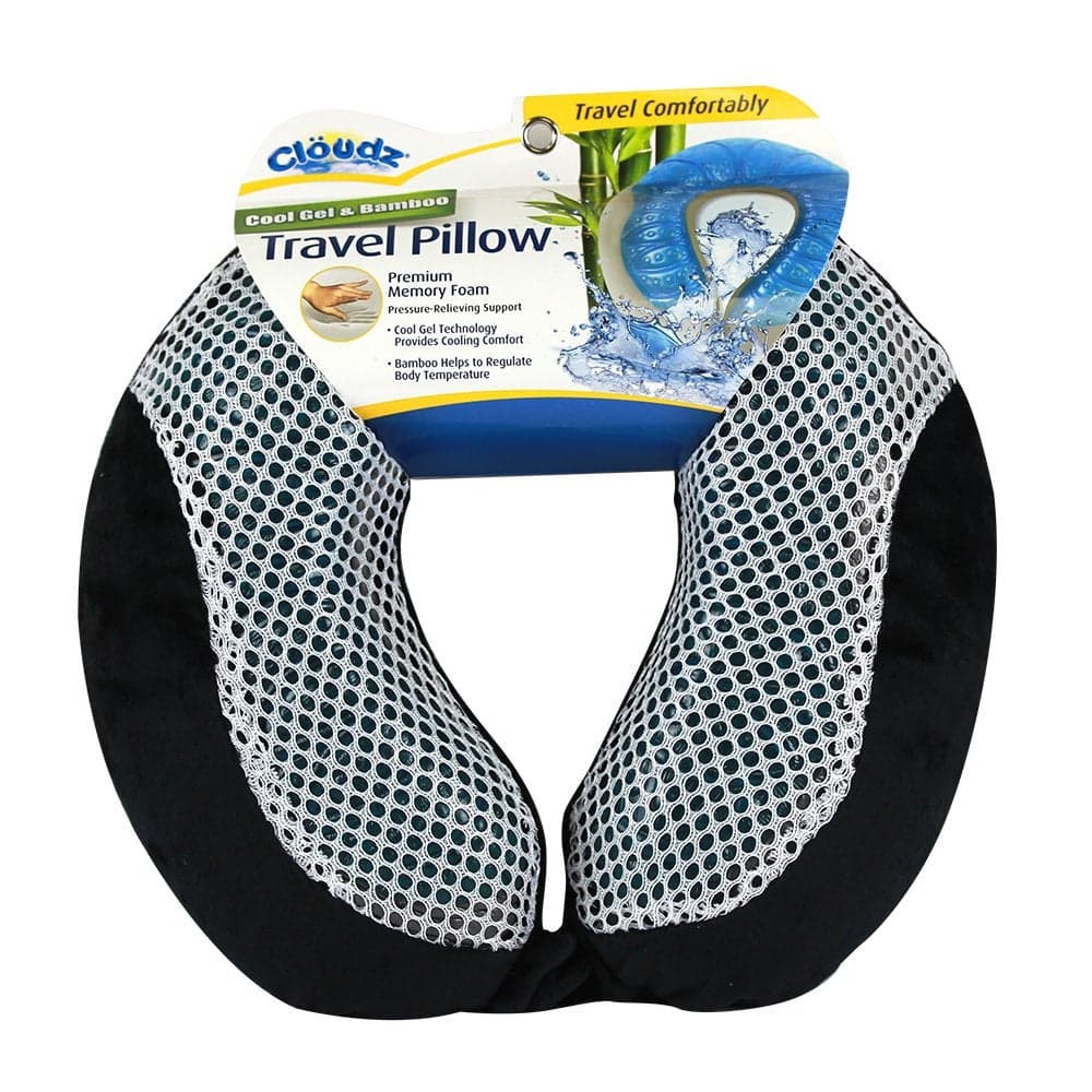Cloudz Cool Gel Memory Foam Travel Neck Pillow Black