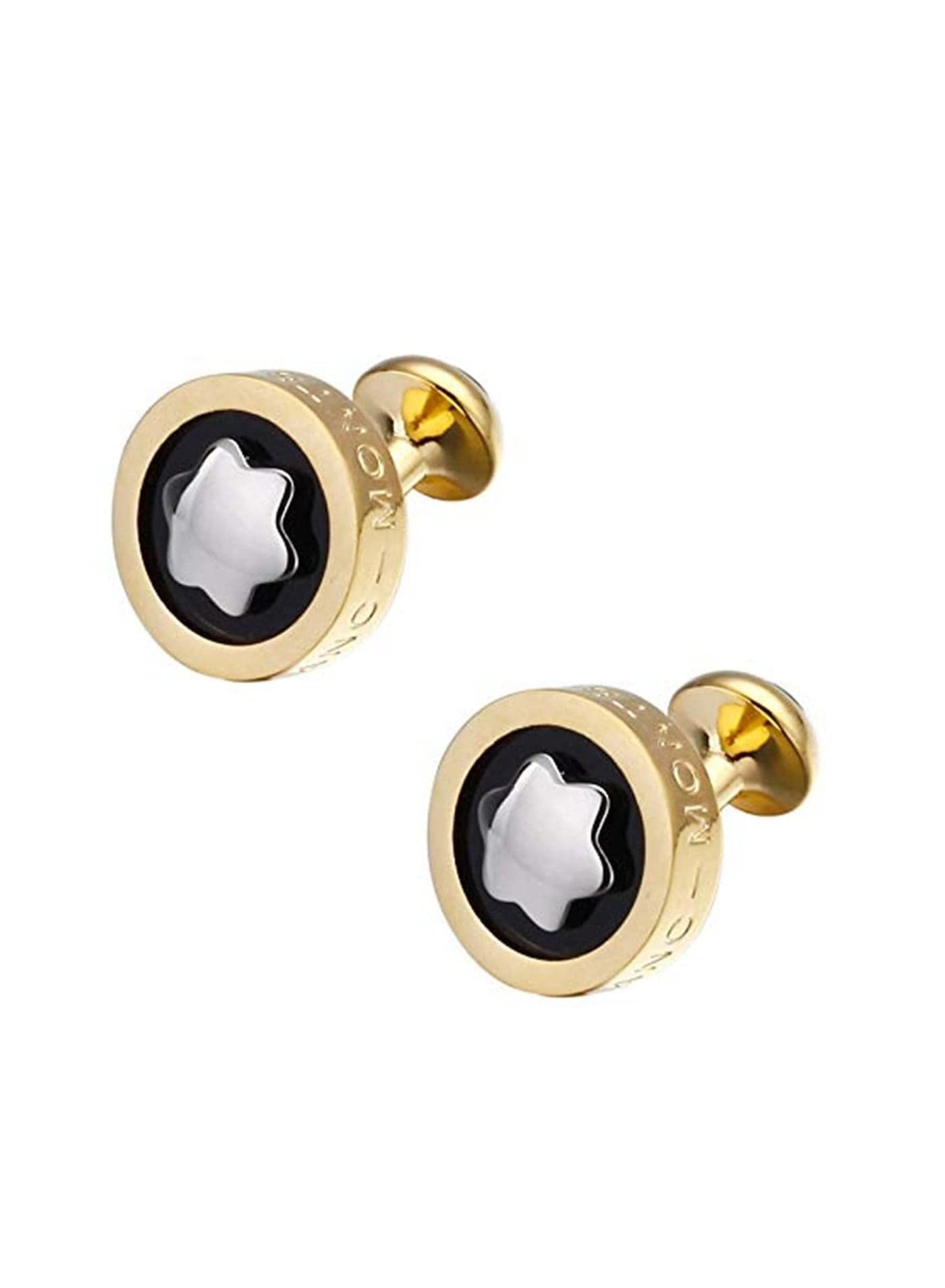 2pcs Unique Cufflinks of Classic And Elegant Design Stainless Steel Silver Plated Cufflink For Men (Gold)