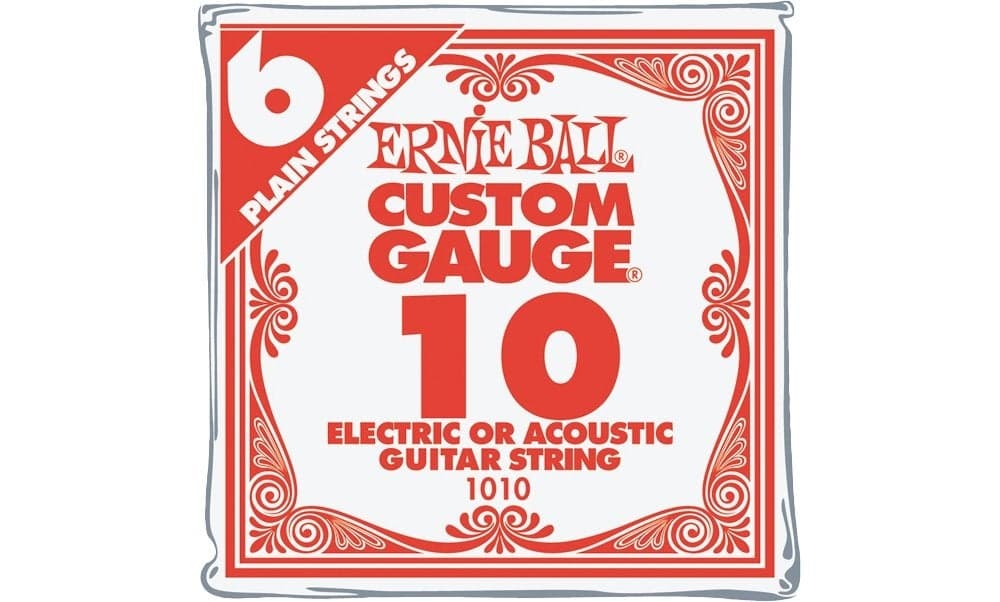 Ernie Ball Nickel Plain Single Guitar String .010 6-Pack