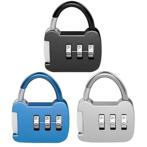 NUDFSY 3 Pcs Number Lock, Small Combination Padlock 3 Digit TSA Locks For Luggage, Gym Lock Locker For Door Travel Suitcases Small Lock Case Pantries Cabinets,Multicolour