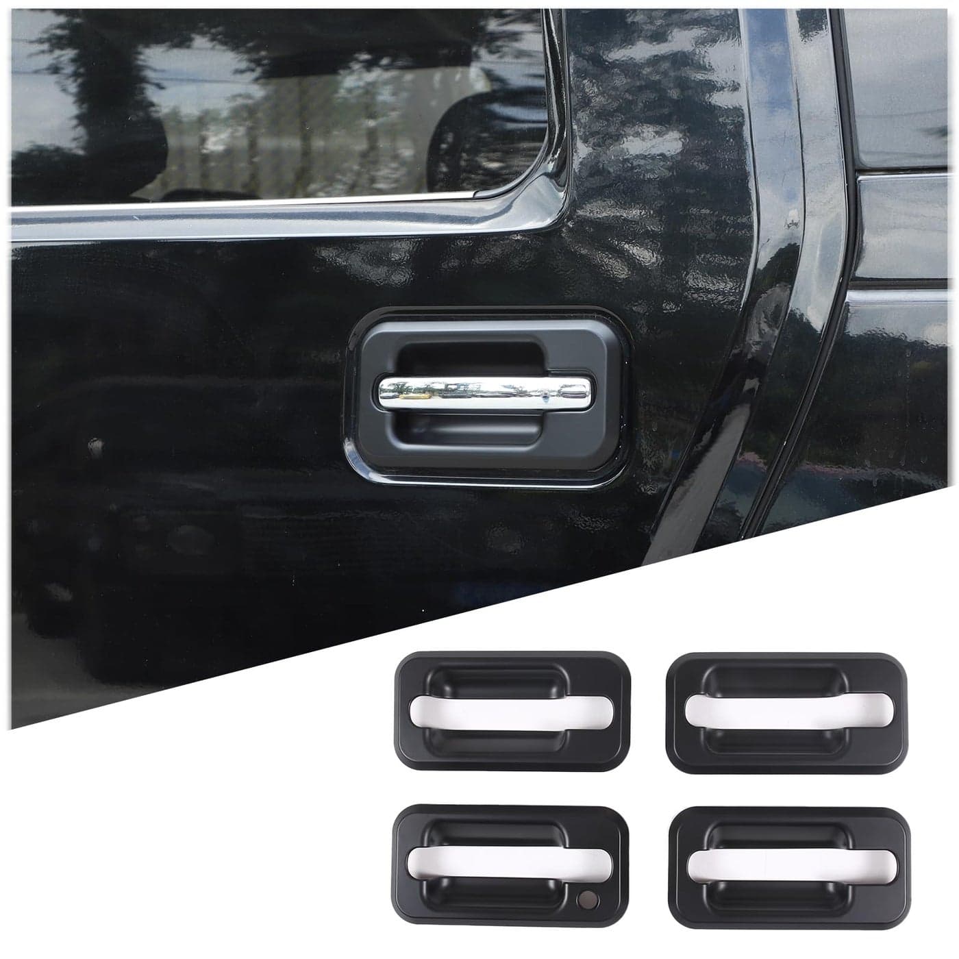 PIUGILH Door Handle Bowl Cover Trim Fit for Hummer H2 20032009Exterior Door Handle Protector Decoration Frame AccessoriesMatte Black4Pcs