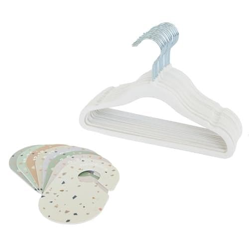3 Sprouts Baby Closet Organizer Set 15 Nursery Hangers with 8 Size Dividers Closet Dividers for Baby Clothes and Clothes Organizer for Infant to Toddler Clothing Cream Hangers Terrazzo Dividers