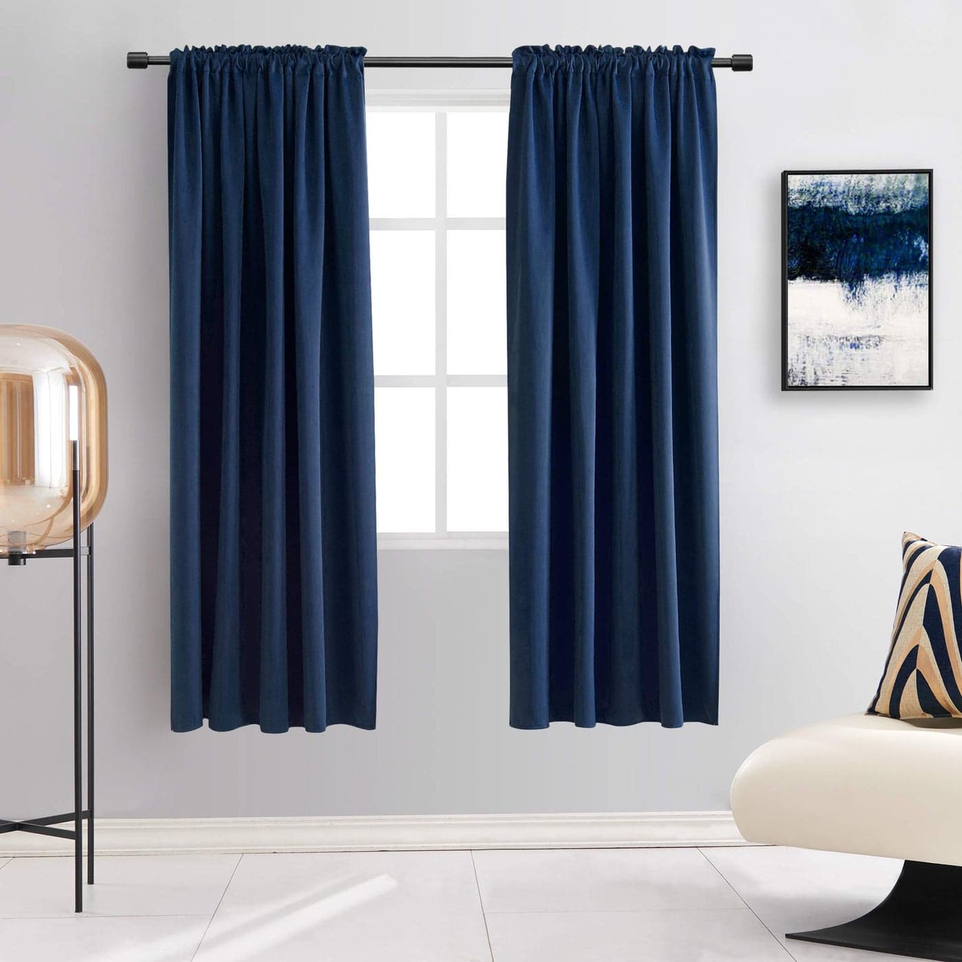 DONREN 2 Panels Navy Blue Blackout Thermal Insulated Curtain Drapes Solid Soft Smooth Heavy Fabric Curtains for BedroomDark Blue42 Width by 63 Inch Length