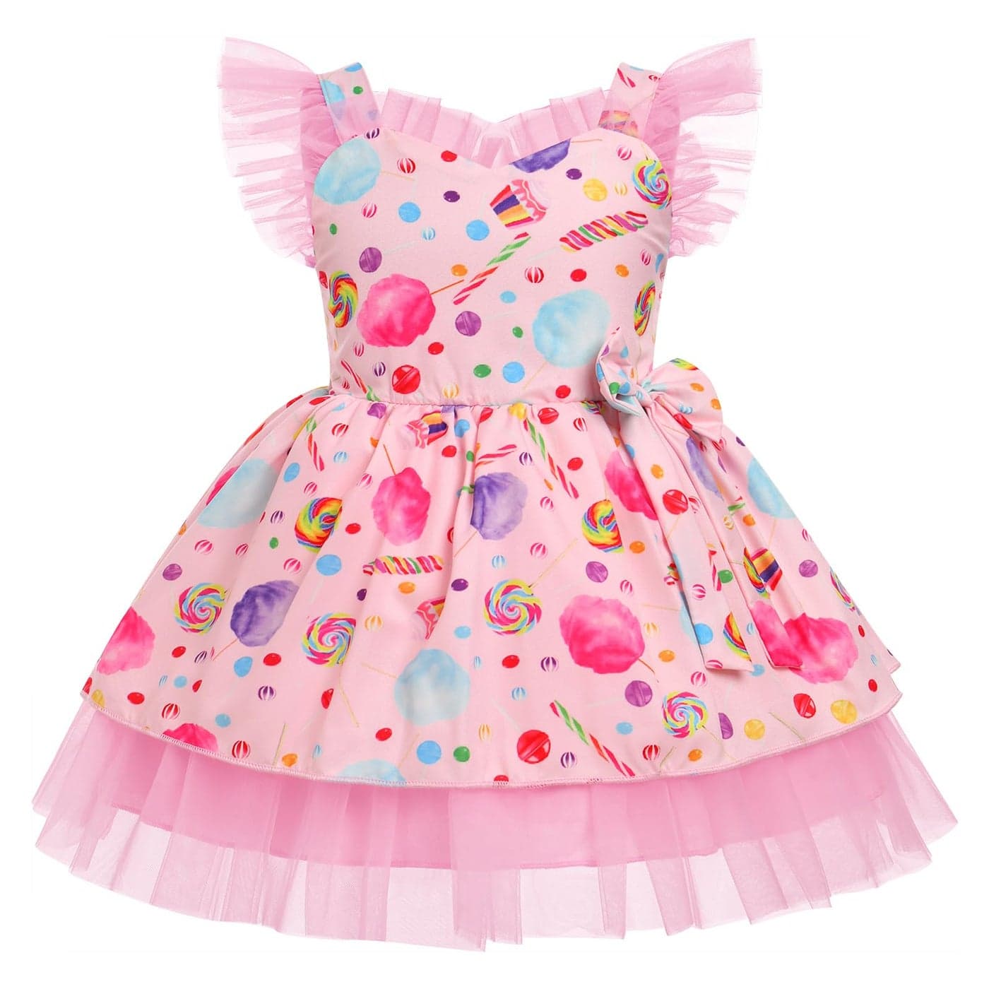 IMEKIS Candy Dress Baby Girl Sweet First Birthday Outfit Girl Cake Smash Photoshoot Halfway to One 1st Birthday 1 Year Old Baby Toddler Dount Princess Party Dress Kids Summer Pink Candy 612 Months