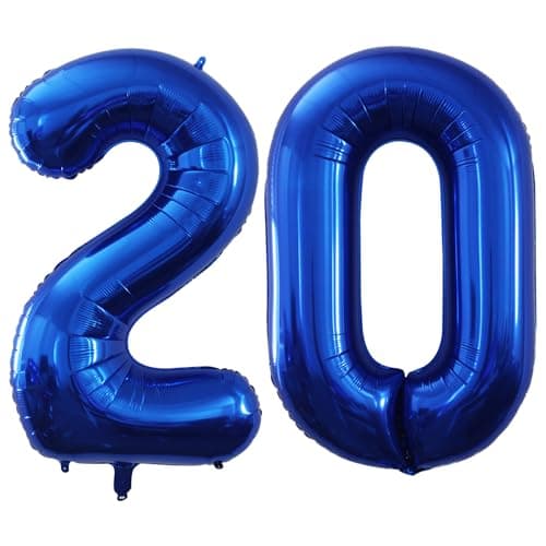 GOER Number 20 Balloons for 20th Birthday Party Decorations42 Inch Jumbo Foil Helium Balloons for 20th Anniversary Blue