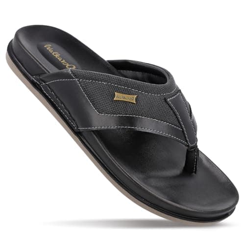 WALKAROO Men’s Stylish Comfort Sandals | Cloud Step PU Sole | WE1020 - Black