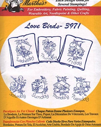 Love Birds Aunt Martha's Hot Iron Embroidery Transfer