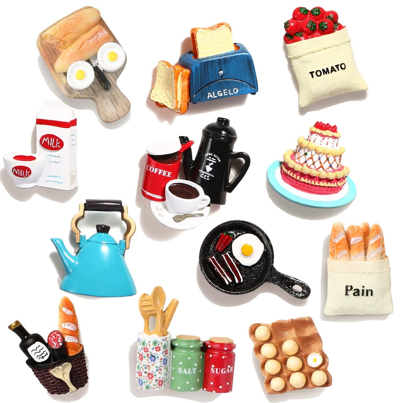 ANABGI 4 Pcs Random Design Food Refrigerator Magnets Food Magnets for Fridge Magnets Decorative Cute Magnets Refrigerator Fridge Magnets for Kitchen Strong Resin Magnets Home Decor Office
