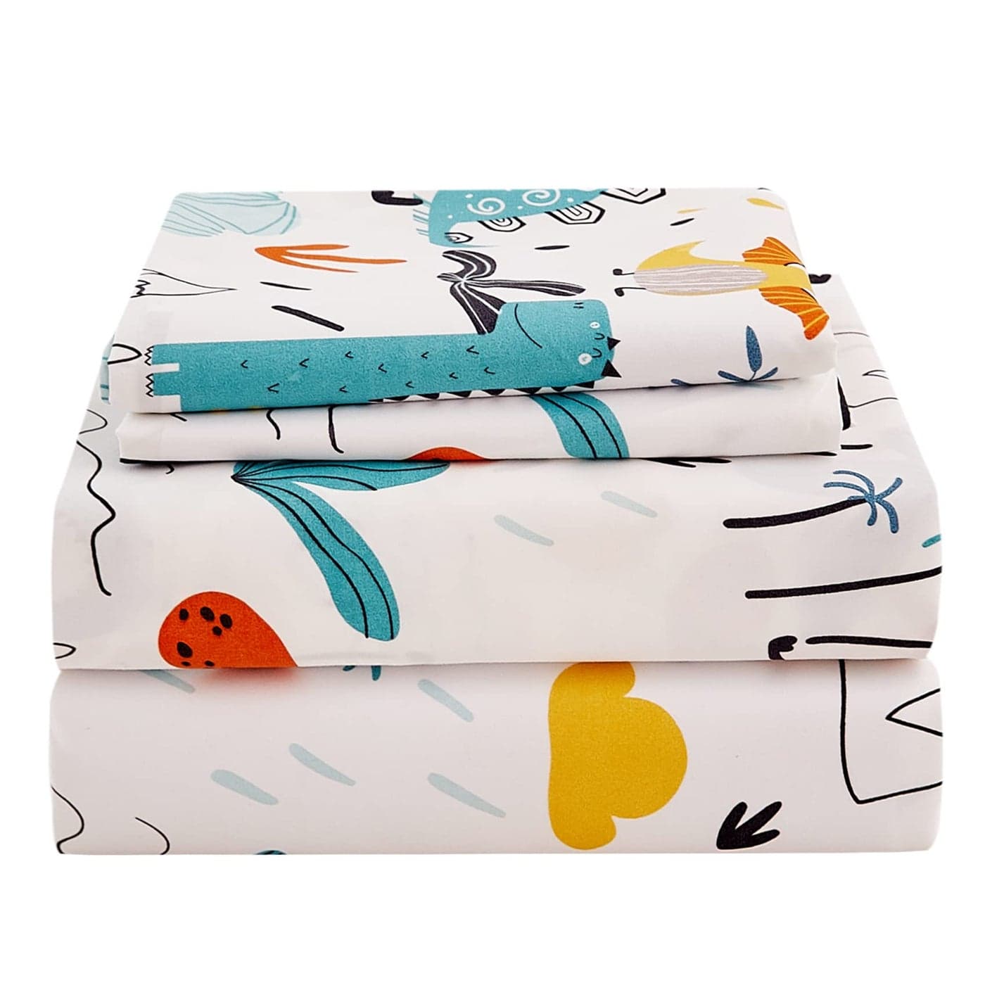 JSD Dinosaur Kids Sheet Set Full Size 4 Piece Dino Pattern Microfiber Bed Sheets for Boys Girls Deep Pocket