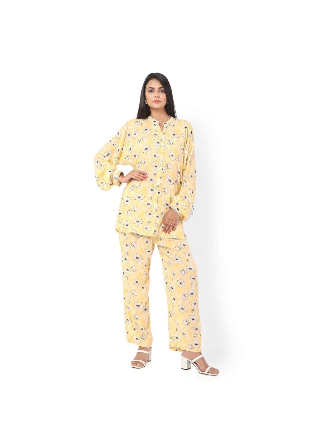 FLORAL PRINTED VISCOSE CASUAL ELEGANT CO-ORD SET FOR WOMENS ARABIC JALABIYA — L