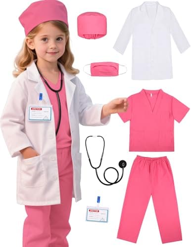 Gortykor Kids Doctor Costume Doctor Lab Coat for Boys Girls 3-10 Halloween Career Day Dress Up(6-7 Years)