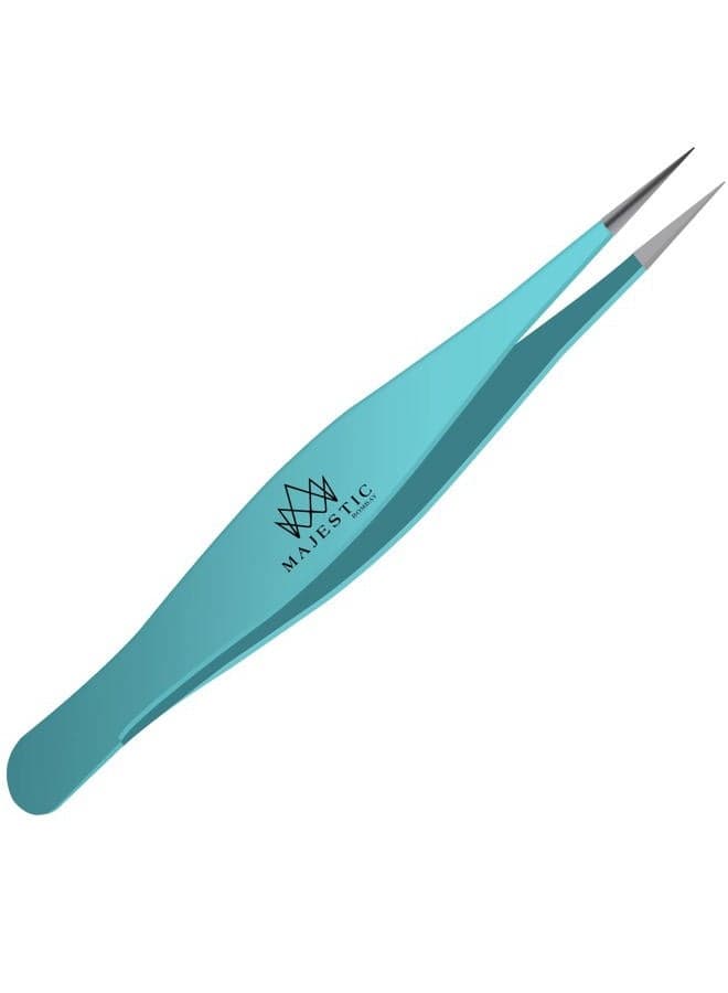 Surgical Tweezers for Ingrown Hair - Precision Sharp Needle Nose Pointed Tweezers for Splinters, Ticks & Glass Removal - Best for Eyebrow Hair, Facial Hair Removal (Teel Blue)