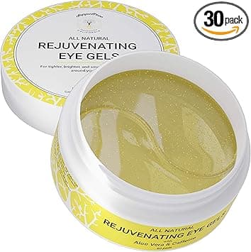 Caffeine Under Eye Patches Hydrogel Masks 30 Pairs All Natural Anti Aging Treatment for Bags Puffiness Wrinkles Dark Circles Formulated in San Francisco