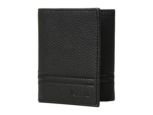 Fossil Men's Wilder Leather Trifold with Id Window Wallet, Black