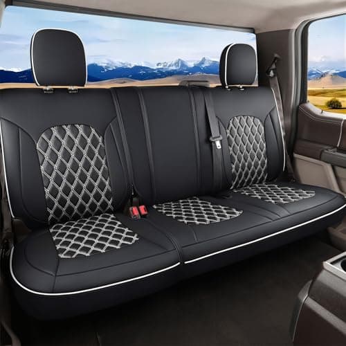 Huidasource Rear Bench Seat Covers Fit for Ford F150 Automotive Car Seat Cushion Cover Fit for 20152025 F150 SuperCrew20172025 F250 F350 F450 Super Duty Crew Cab PickupBack RowBlackWhite
