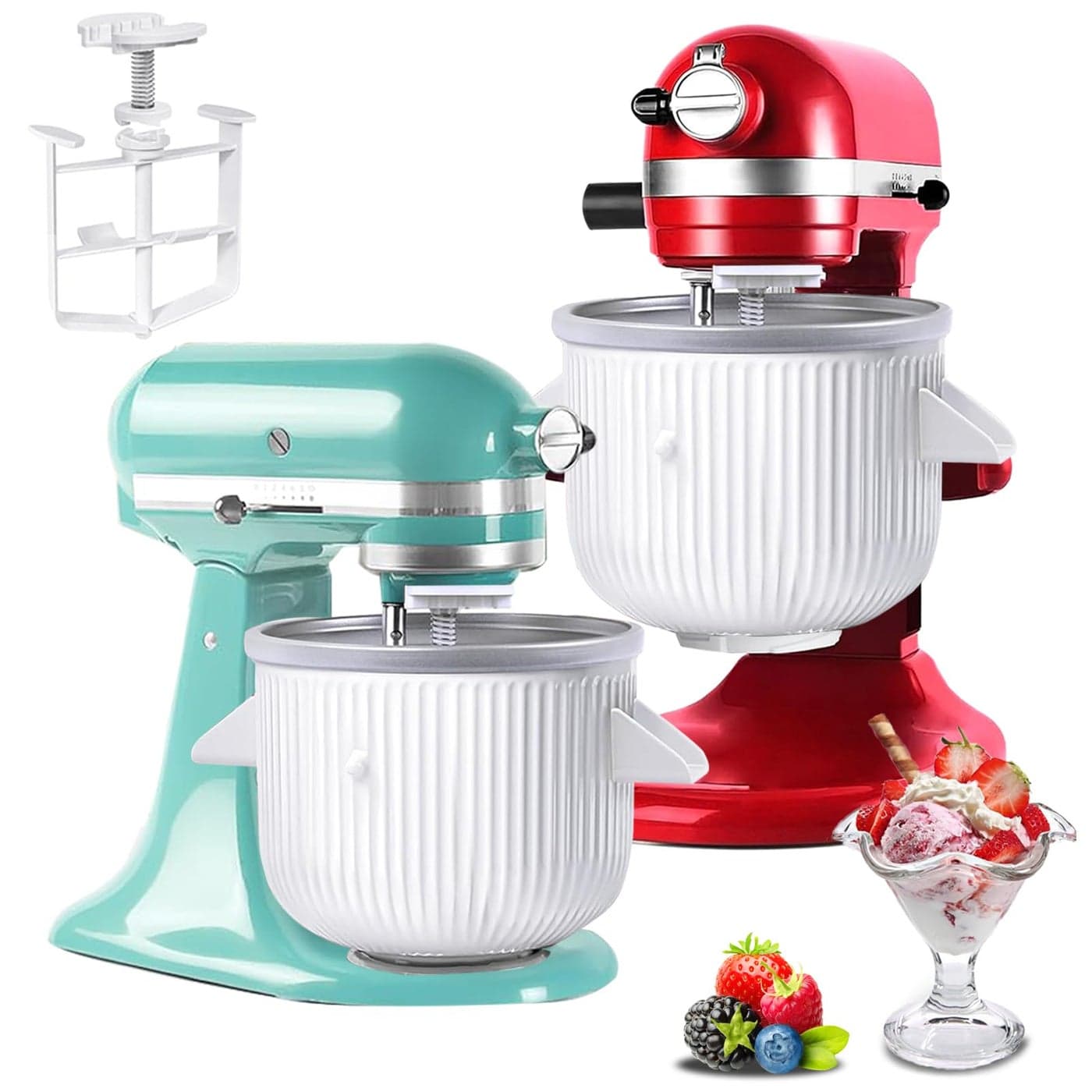 Ice Cream Maker Attachment for KitchenAid Stand Mixer Compatible with 455QT 6QT Stand Mixers 2 Quart Frozen Kitchenaid Ice Cream Maker Attachment Ice Cream Bowl for YogurtSorbet Gelato
