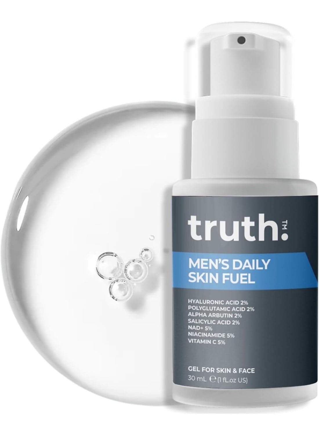 truth 진실 Men’s Daily Skin Fuel 30ml – NAD+ 5%, Vitamin C, Niacinamide, Hyaluronic Acid, Alpha Arbutin, Peptides – Korean Skincare Serum for Brightening, Anti-Aging & Hydration