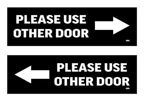 Rogue River Tactical 2 Pack Please Use Other Door Left Right Arrow Sticker Set Sign Warning 9x3 Inch Vinyl Decal Indoor Outdoor Window Door Business Retail Store