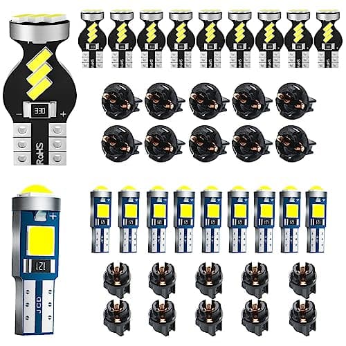 Antline T5 37 74 73 2723 2721 194 T10 168 2825 W5W LED Bulb White, Super Bright PC74 PC37 PC168 PC194 PC161 LED Replacements for Interior Dome Map Dashboard Panel Gauge Indicator Lights (Pack of 10)