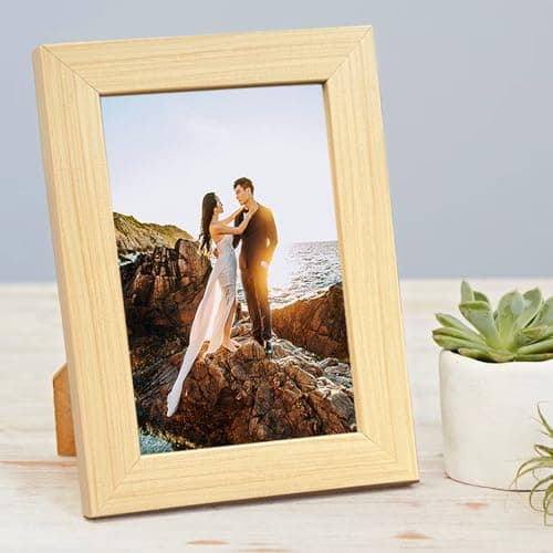 Art Street Table Rectangular Wood Wall Mount Photo Frame For Home & Office Decoration Size (5X7 Inch) Beige