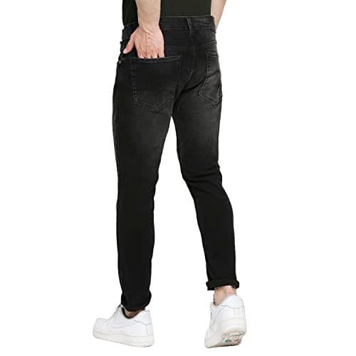 Spykar Charcoal Black Cotton Slim Fit Narrow Length Jeans for Men (Skinny)