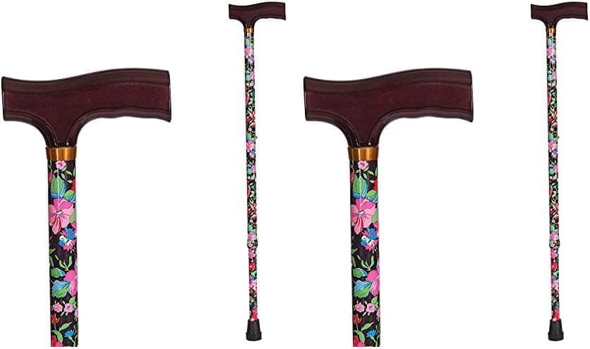 DMI Lightweight Aluminum Walking Cane with DerbyTop Handle Floral Pack of 2