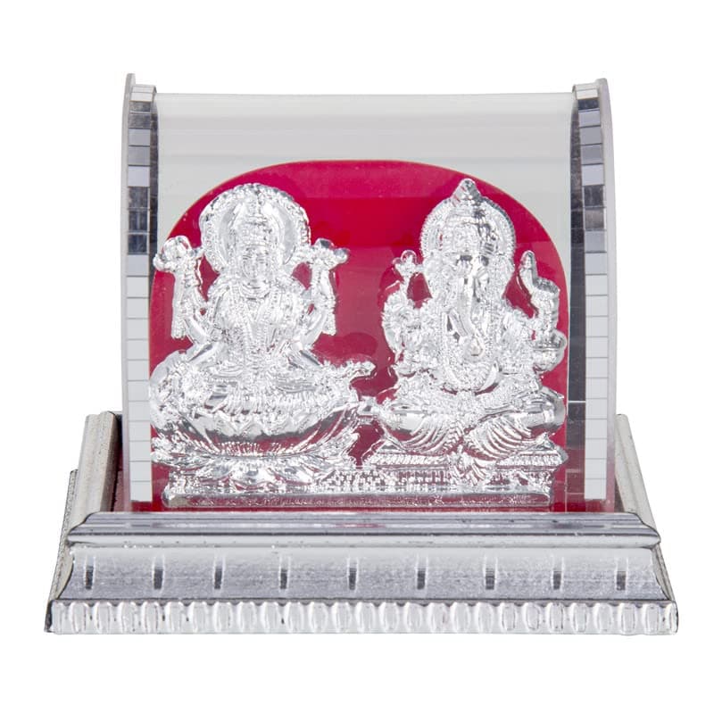 INTERNATIONAL GIFT® Silver Lord Ganesh & Maa Lakshmi Acrylic Idol/Hindu God Ganpathi & Goddess Laxmi Pooja Mandir/Office Tabel