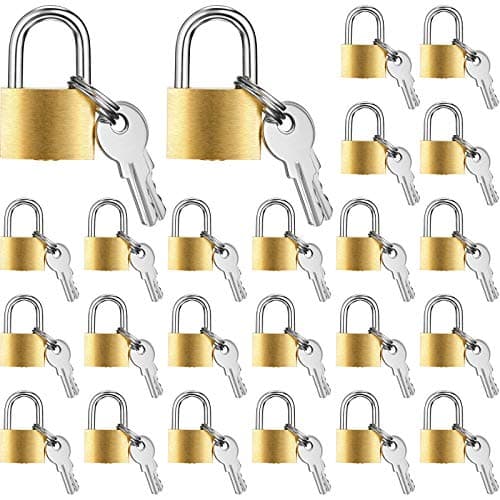 Hotop 24 Pieces Mini Padlock Small Solid Brass Locks 1.25'' with 3 Keys for Luggage, Backpack, Gym, Suitcase, Classroom Matching Game and More