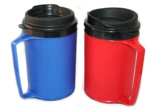 GAMA Electronics 2 ThermoServ Insulated Coffee Mugs 12 oz 1 Blue 1 Red