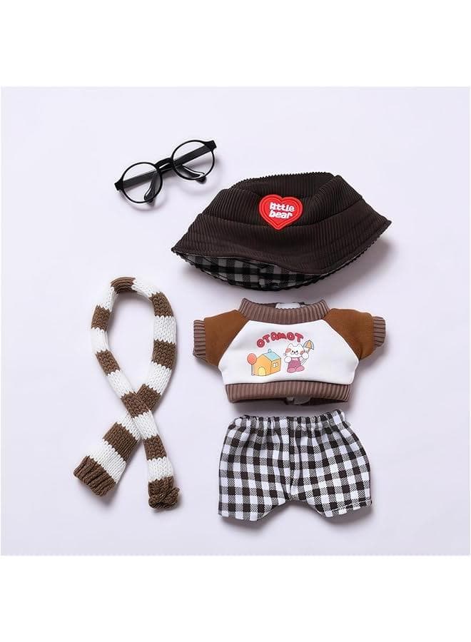 Clothes for Dolls Accessories, Kawaii Outfit Set 5 Pieces Suitable for 15cm 17cm Doll, Stylish Doll Clothing Set Replacement Blue (No Doll)