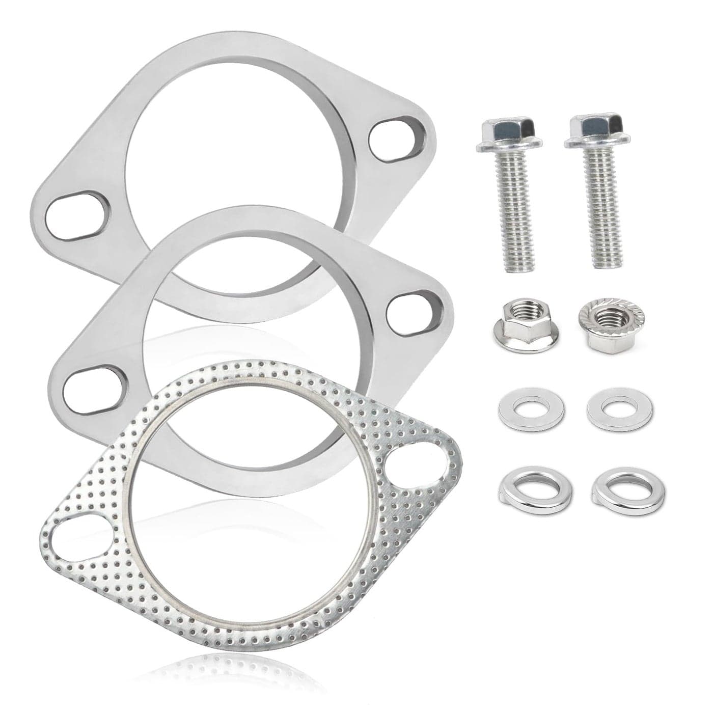2Bolt 25 Inch Exhaust Flange Repair KitStainless Steel Exhaust System Kit with Exhaust Gasket Exhaust BoltsExhaust Pipe Flange Gasket for Automotive Replacement Exhaust Flanges 25