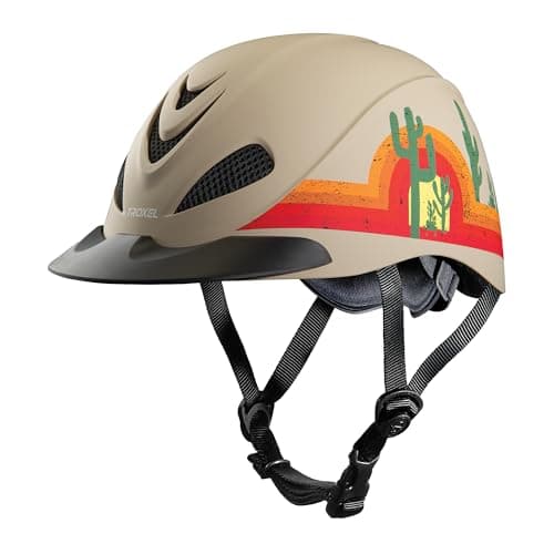 Troxel Rebel Bold Horse Riding Helmet, Low-Profile, Light, Adjustable Design, Safety Horseback Riding Gear, Large (7-1/4-7-3/8), Southwest Sunrise