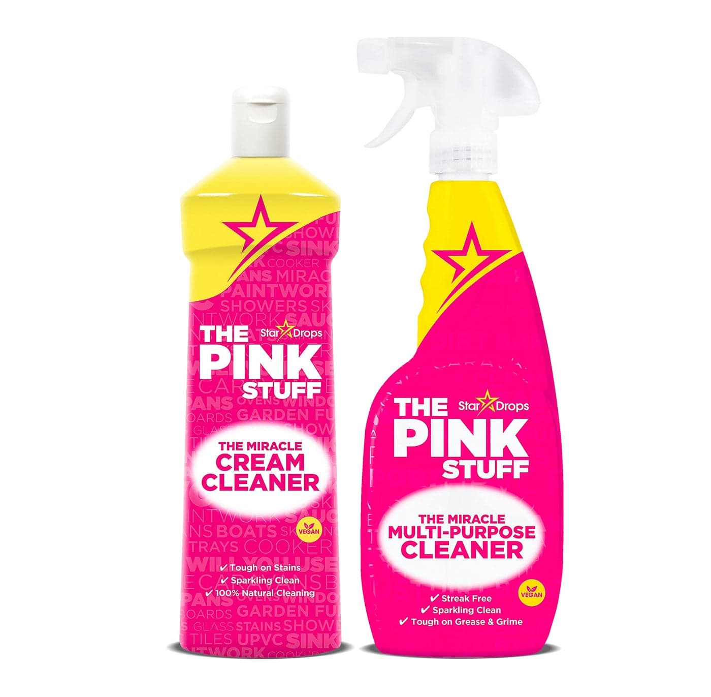 Stardrops - The Pink Stuff - Multi-Purpose Spray and Cream Cleaner Bundle (1 Multi-Purpose Spray, 1 Cream Cleaner)
