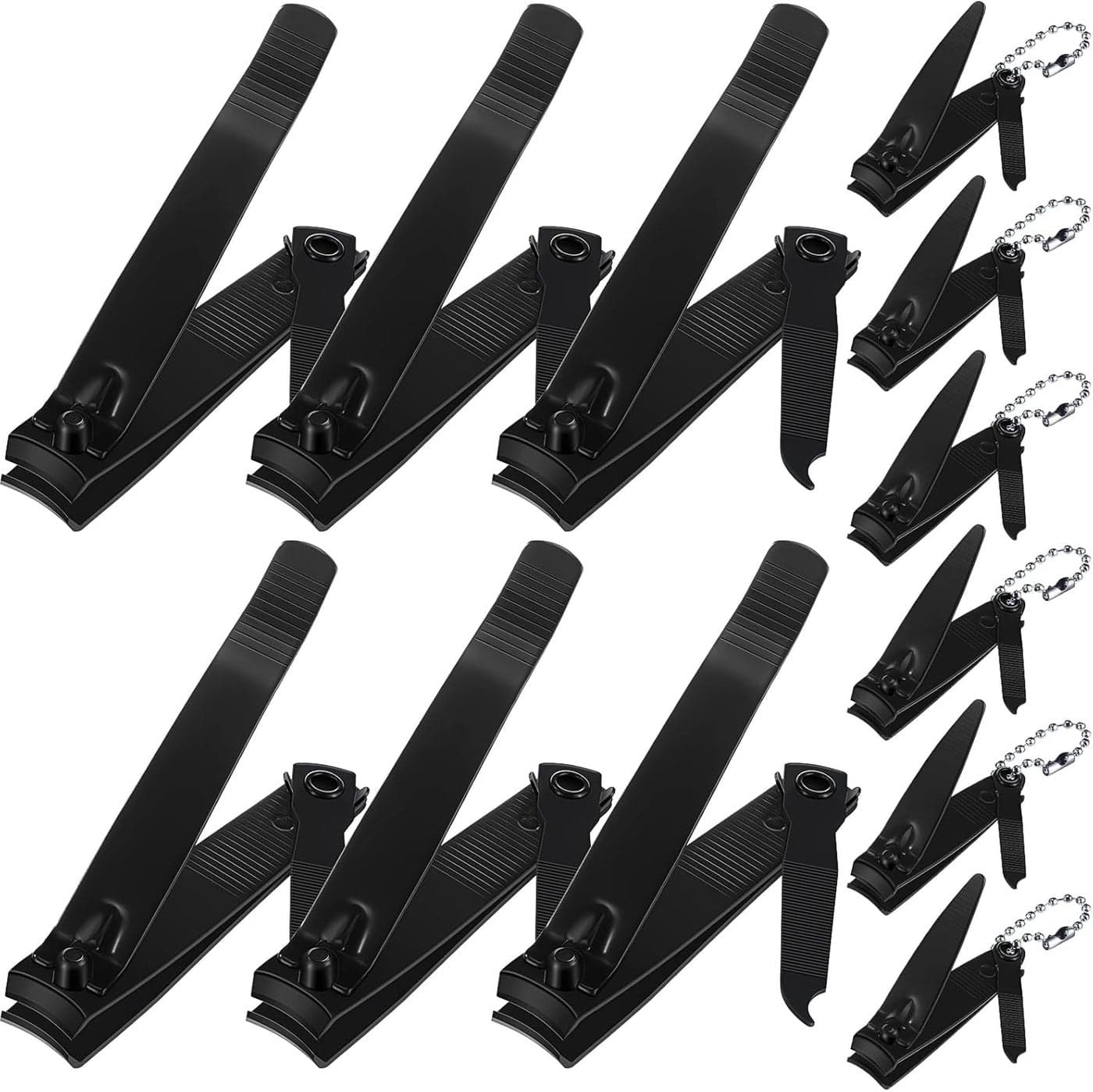 Bememo 12 Pieces Stainless Nail Clippers Set Fingernail and Toenail Clippers Nail Cutter Tool Set for Men and Women(Black)