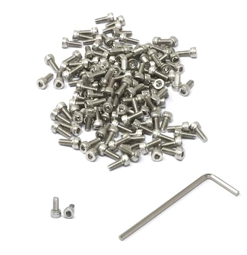 iexcell 100 Pcs M2.5 x 6mm Thread Pitch 0.45 mm Stainless Steel 304 Hex Socket Head Cap Screws Bolts Kit