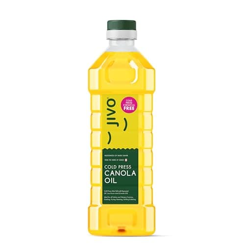 JIVO Canola Cold Pressed Edible Oil 1 Litre Cooking Oil for Daily Use, Ideal for Roasting, Frying, Baking & All Types of Cuisines | Cold Pressed Oil for Cooking (Pack of 1)