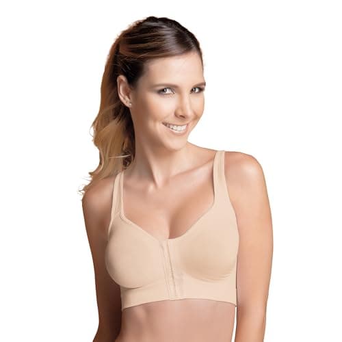 Annette Women's Post Surgical-Leisure-Sleep Bra, Beige, Small/Medium