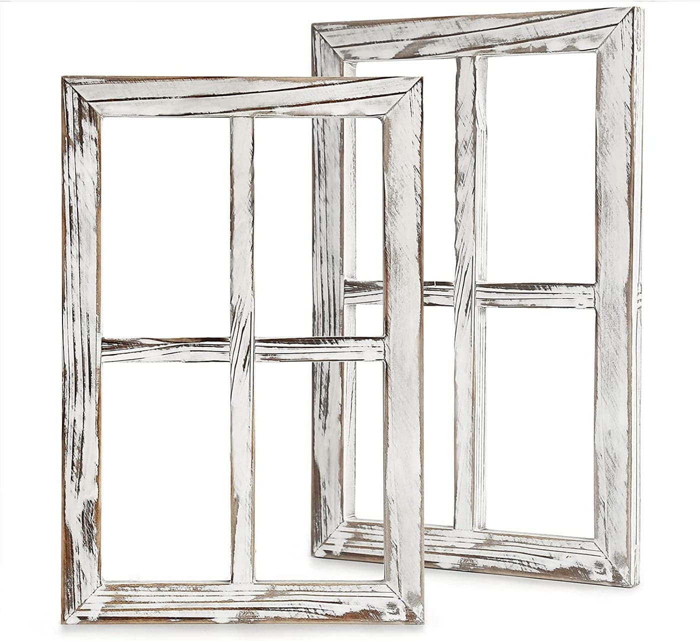CALIFORNIA CADE ELECTRONIC Rustic Wall DecorHome Decor Window Barnwood Frames Room Decor for Home or Outdoor Not For Pictures Set of 2 White