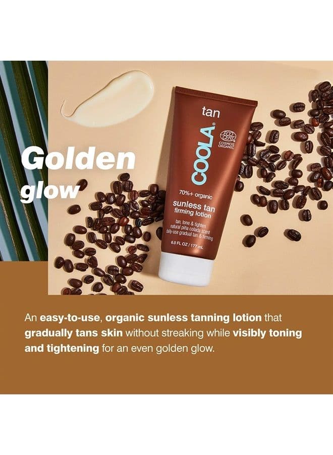 COOLA Organic Sunless Self Tanner Body Firming Lotion, Dermatologist Tested Anti-Aging Skin Care, Vegan and Non-GMO, Pina Colada, 6 Fl Oz