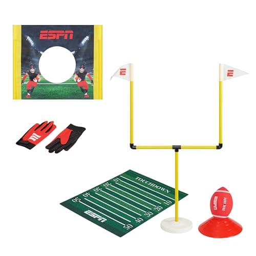 ESPN Kids Football Game Includes Mini Football Field Goal Post Passing Target Receiver Gloves and Play Mat