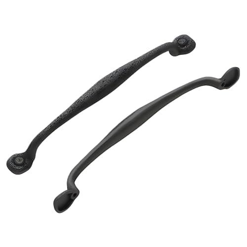 Hickory Hardware Solid Core Kitchen Cabinet Pulls, Luxury Cabinet Handles, Hardware for Doors & Dresser Drawers, 12 Inch Hole Center, Black Iron, Refined Rustic Collection