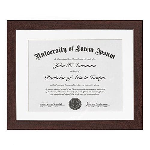 Americanflat 11x14 Diploma Frame with Shatter-Resistant Glass - Use as 8.5x11 Frame with Mat or Display 11x14 Documents Without Mat - Legacy Collection - Certificate Frames for Wall - Mahogany