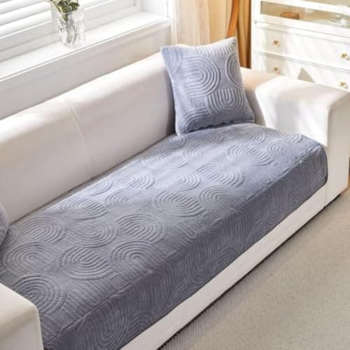HOMETHREADS Couch/Sofa Covers | Luxurious Slipcover Solutions for Sofas, Armchairs, and Loveseats (Grey_Coco, 1 Seater Large| 70x90cm)