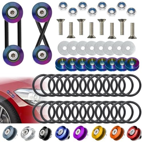 BFXM Universal Bumper Clips Front Rear Bumper Quick Release Kit Bumper Holders for Cars 8 Dazzling Bumper Quick Release Tabs and 24 Customized ORings