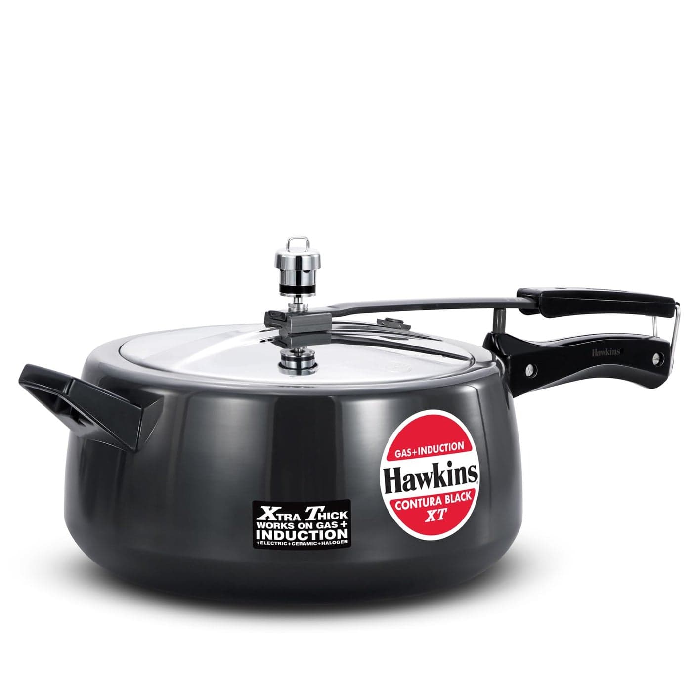Hawkins Contura XT Pressure Cooker Hard Anodised Inner Lid Induction Pressure Cooker Handi Cooker CXT65 65 Litres Black